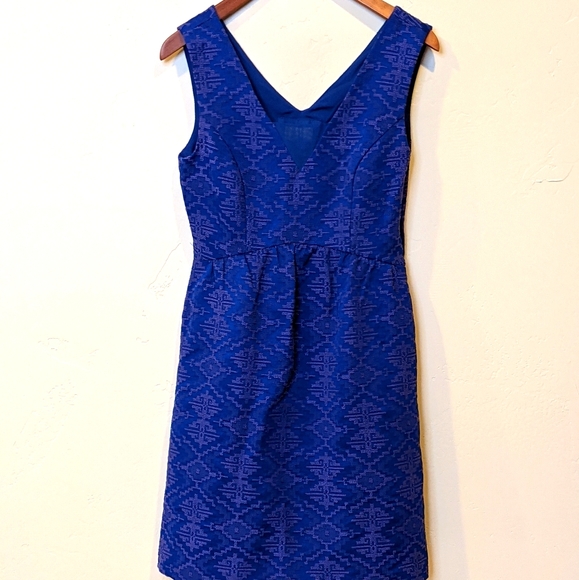 Maeve blue jaquard sheath dress - Picture 2 of 7